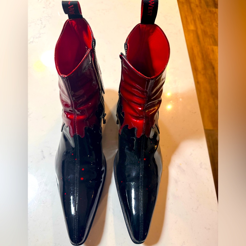 Jeffery West London Men’s Ankle Cowboy Style Patent Leather Boots